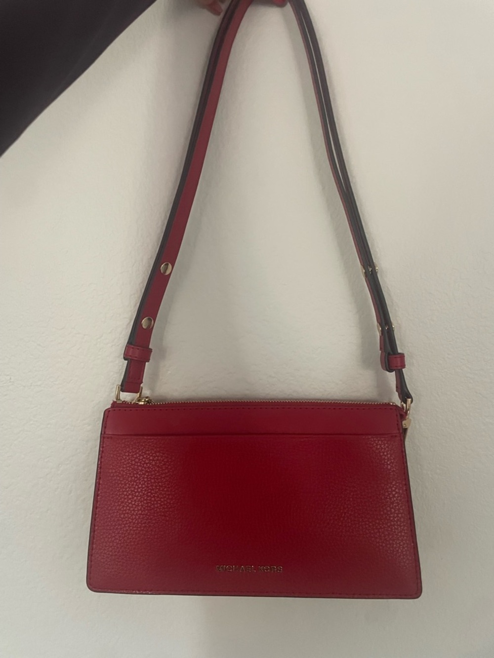 Michael Kors Red Pebbled Leather Crossbody